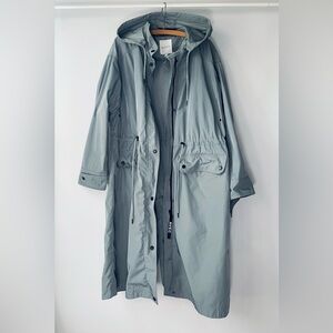 Avec Les Filles Raincoat - Gorgeous Dusty Teal - Rare color - L large trenchcoat